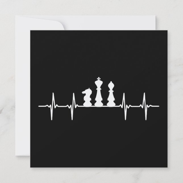 Chess Heartbeat Chess Pieces Invitation (Front)