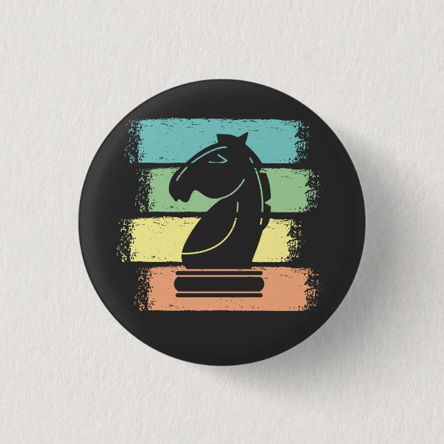 Chess Horse Retro Button (Front)