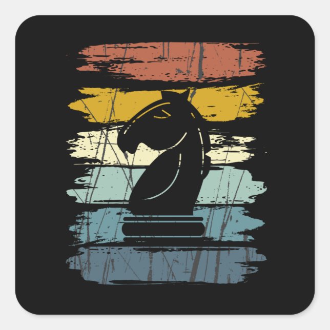 Chess Horse Retro Square Sticker (Front)