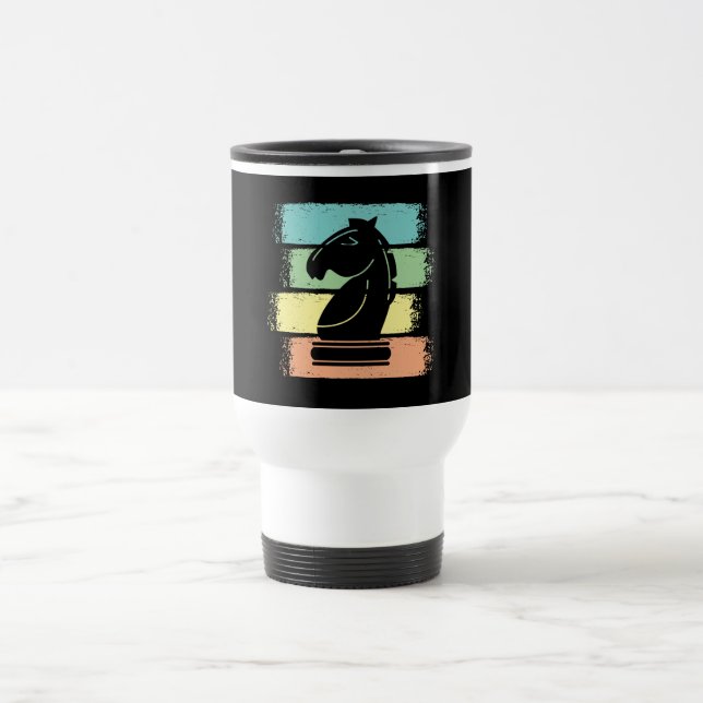 Chess Horse Retro Travel Mug (Center)