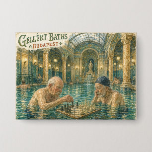 Chess in the Gellert Baths Budapest Hungary Button