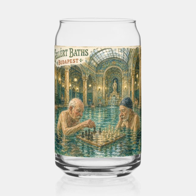 Chess in the Gellert Baths Budapest Hungary Can Glass (Back)