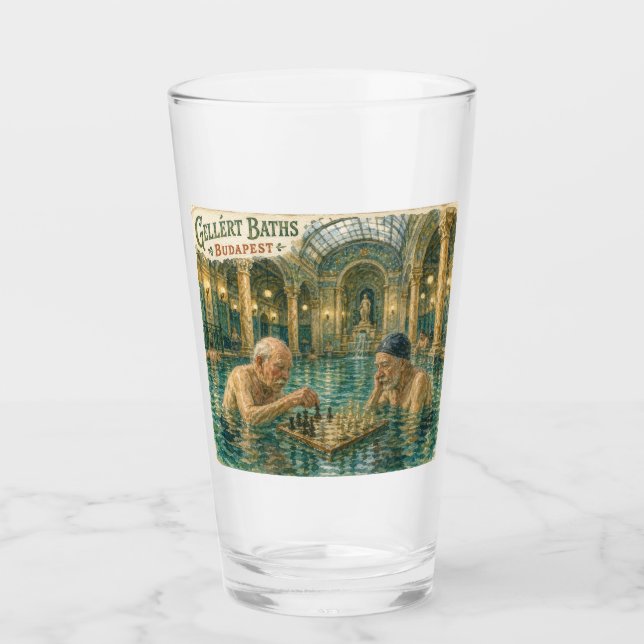 Chess in the Gellert Baths Budapest Hungary Glass (Front)