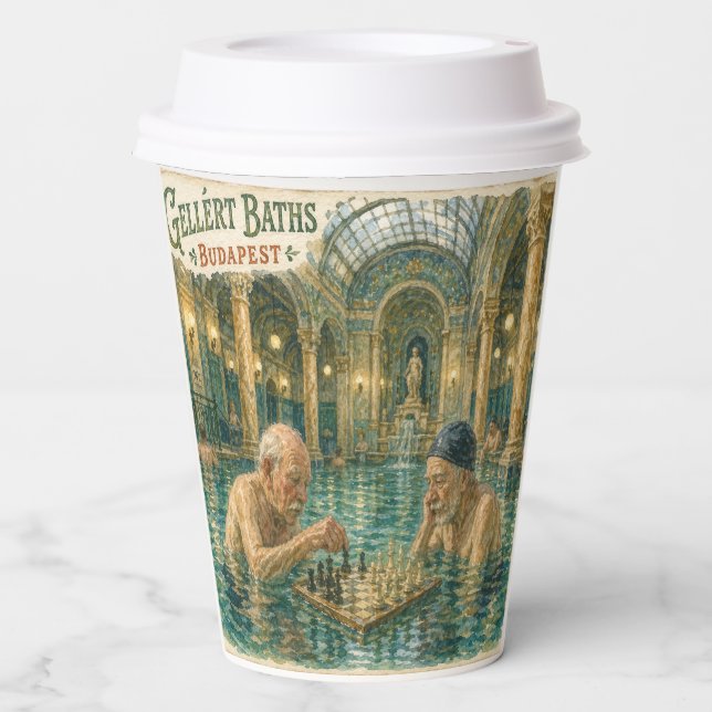Chess in the Gellert Baths Budapest Hungary Paper Cups (Front)