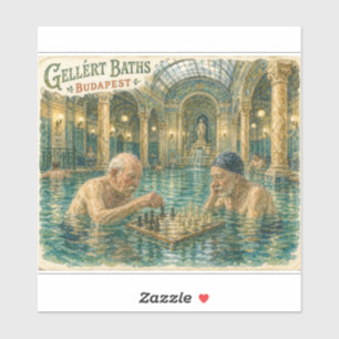 Chess in the Gellert Baths Budapest Hungary Sticker