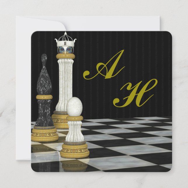 Chess Inspired Monogrammed Invitation (Front)