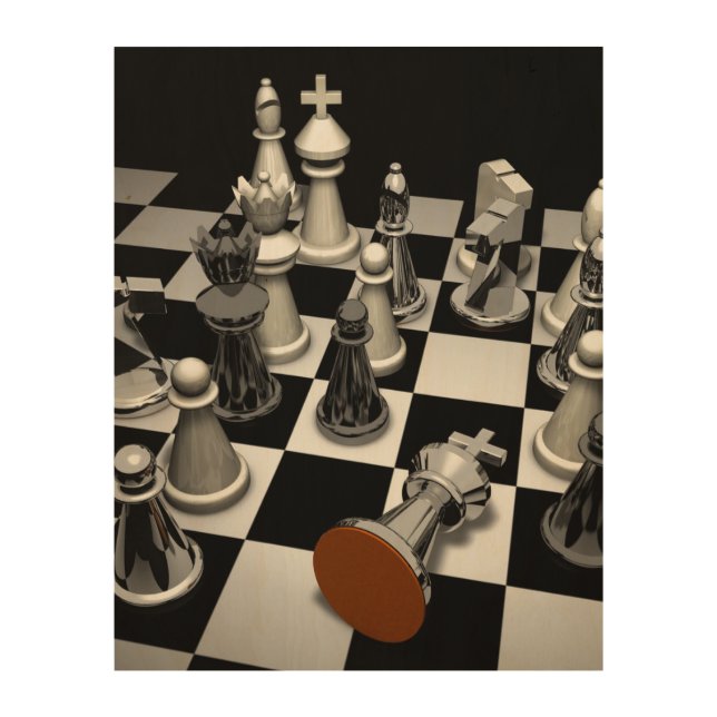 Chess Jigsaw Puzzle Wood Wall Art (Front)