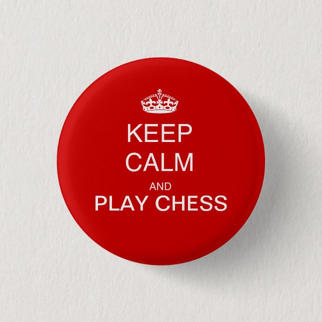 CHESS - keep calm and play chess red Button (Front)