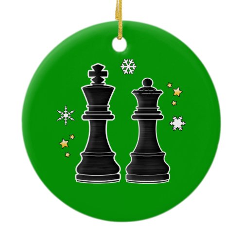 Chess King and Queen at Christmas. Ceramic Ornament