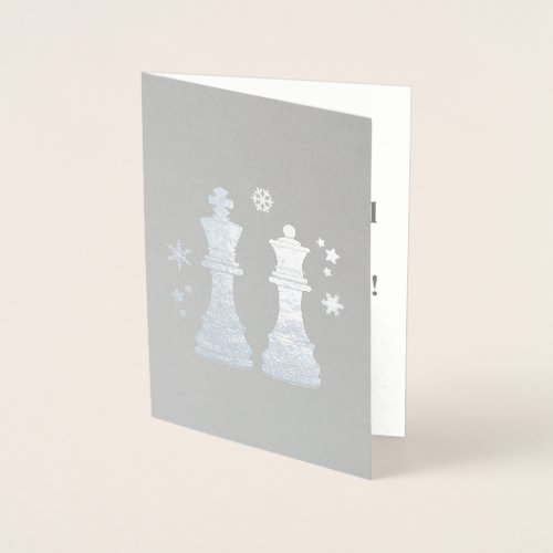 Chess King and Queen at Christmas Foil Card