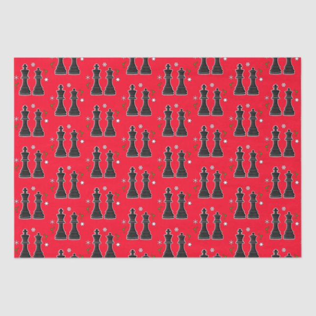 Chess King and Queen at Christmas Tissue Paper (Front)
