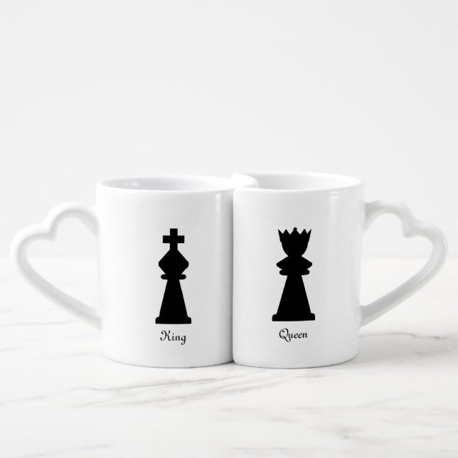 Chess King and Queen Coffee Mug Set (Front Nesting)