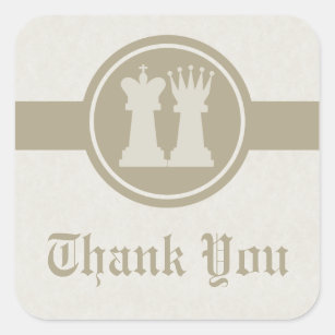 Chess King and Queen Thank You Stickers, Latte Square Sticker
