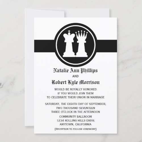 Chess King and Queen Wedding Invitation