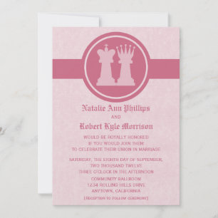 Chess King and Queen Wedding Invitation, Pink Invitation