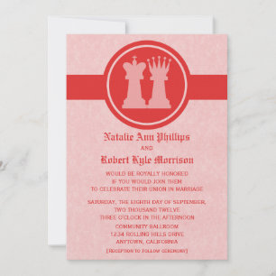 Chess King and Queen Wedding Invitation, Red Invitation