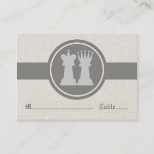 Chess King and Queen Wedding Place Cards, Gray Place Card