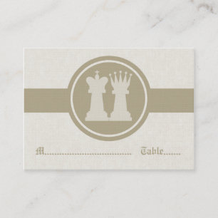 Chess King and Queen Wedding Place Cards, Latte Card