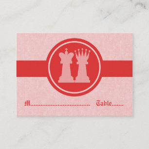 Chess King and Queen Wedding Place Cards, Red Place Card