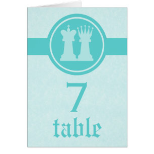 Chess King and Queen Wedding Table Card, Aqua Cards