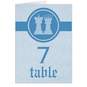 Chess King and Queen Wedding Table Card, Blue Cards