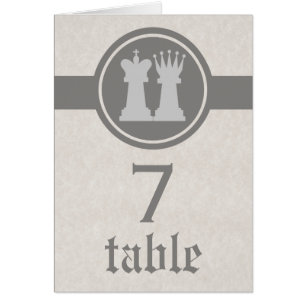 Chess King and Queen Wedding Table Card, Gray Cards
