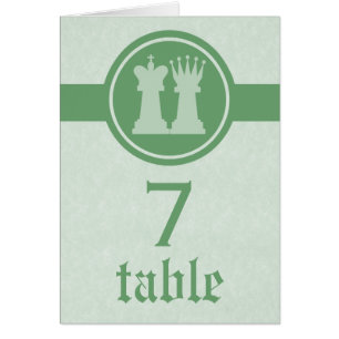 Chess King and Queen Wedding Table Card, Green Cards