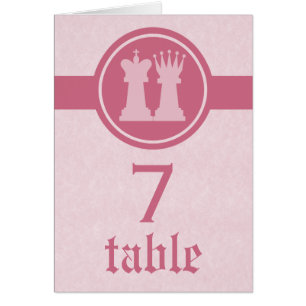 Chess King and Queen Wedding Table Card, Pink Cards