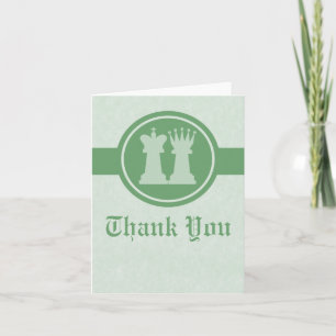 Chess King and Queen Wedding Thank You Card, Green