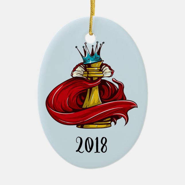 Chess King Keepsake Year Ceramic Ornament (Front)