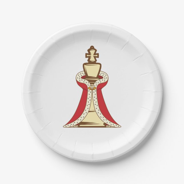 Chess King Piece Paper Plates (Front)