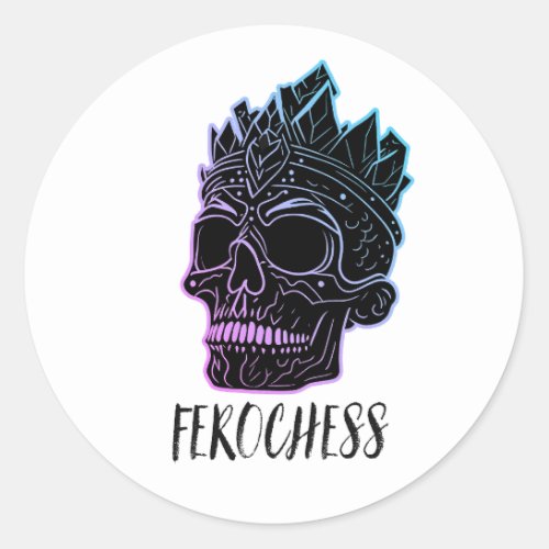 Chess King skeleton design Classic Round Sticker