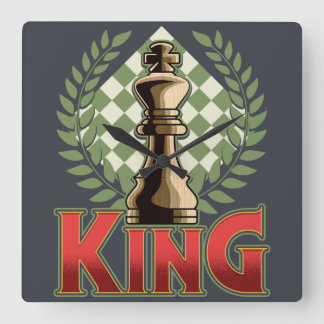 Chess King Square Wall Clock