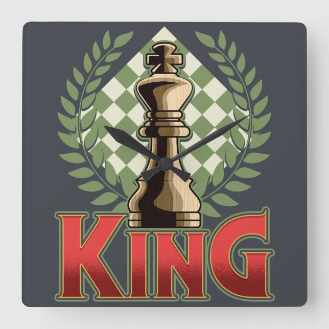 Chess King Square Wall Clock (Front)