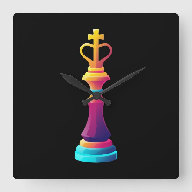 Chess King Square Wall Clock (Front)