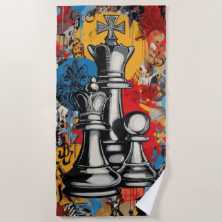 Chess King Street Art Graffiti Strategy Design Beach Towel