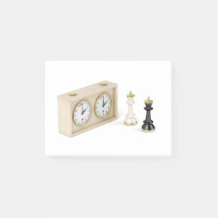 Chess kings and chess clock post-it notes