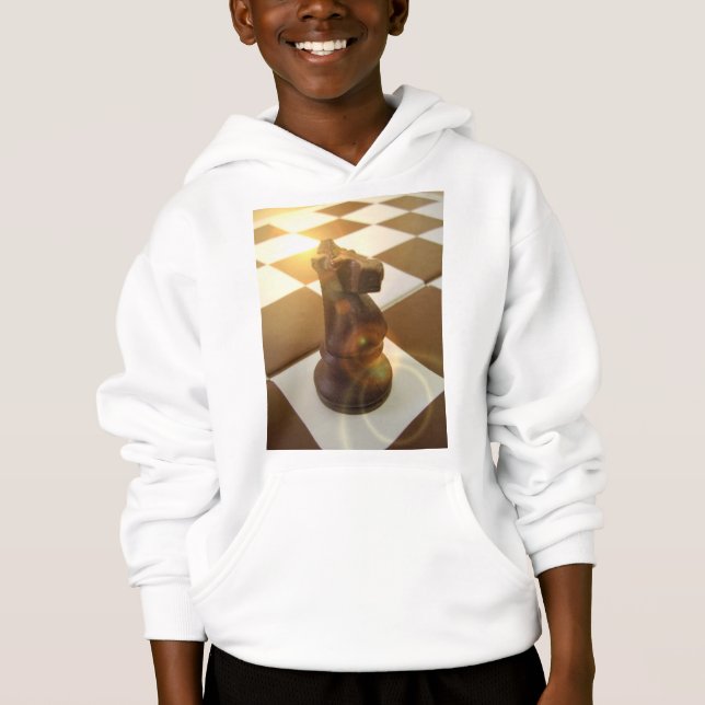 Chess Knight Hooded Kid's Sweatshirt (Front)