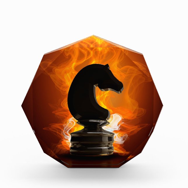 Chess Knight in Flames Acrylic Award (Front)