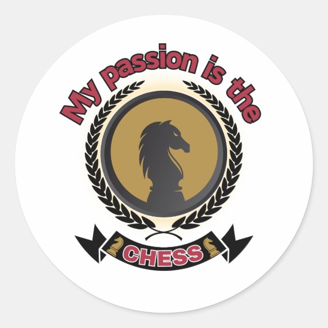 Chess Knight Laurel Crown Passion Strategy T-Shirt Classic Round Sticker (Front)