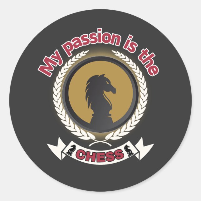 Chess Knight Laurel Crown Passion Strategy T-Shirt Classic Round Sticker (Front)