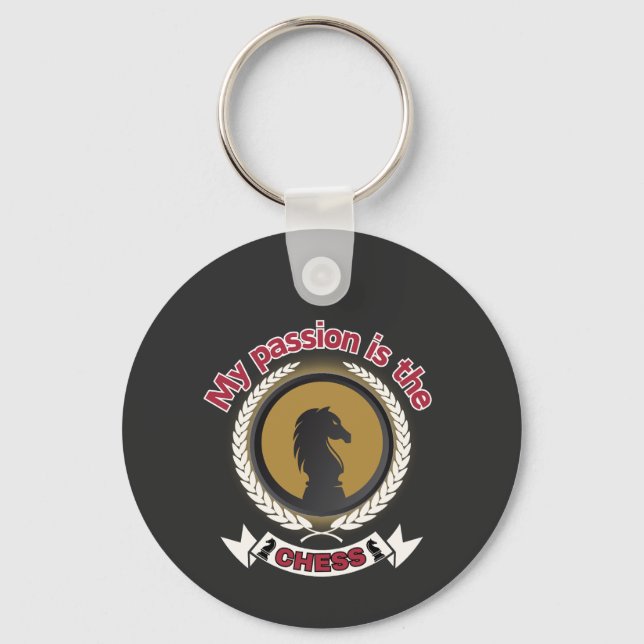 Chess Knight Laurel Crown Passion Strategy T-Shirt Keychain (Front)