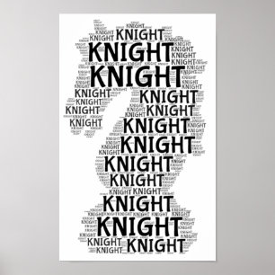 Chess Knight Word Picture Poster