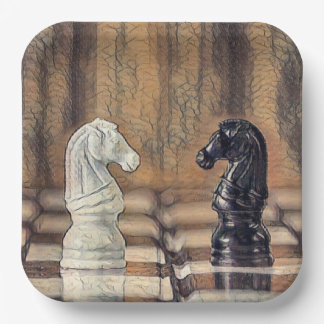 Chess Knights Chess Board Paper Plates