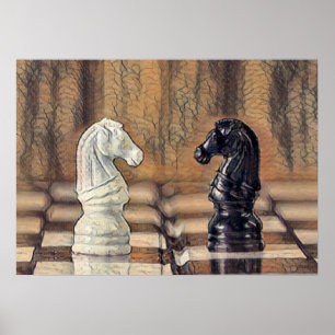Chess Knights Chess Board Poster