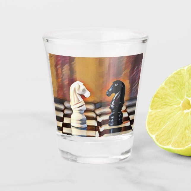 Chess Knights Chess Board Shot Glass (Front)
