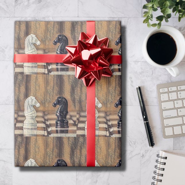 Chess Knights Chess Board Wrapping Paper (Creator Uploaded)