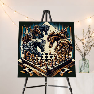 Chess Knights Fantasy Foam Board Wall Art