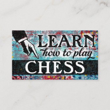 Chess Lessons Business Cards - Blue Red by NeatBusinessCards at Zazzle