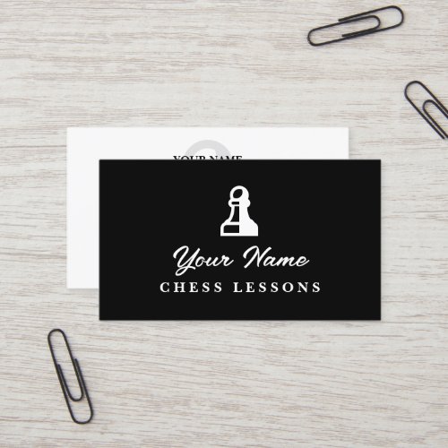 Chess lessons teacher business card template